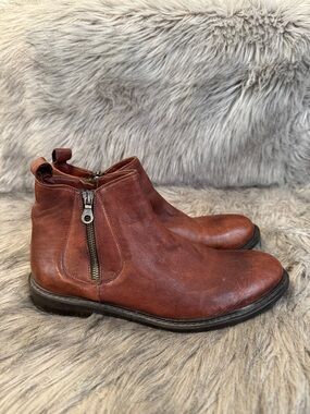 Chocolat Blu Men's Chestnut Brown Leather Chukka Boots with Side Zip Size 41